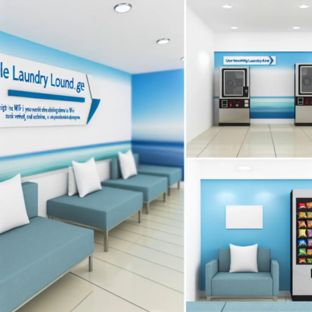 Strefa z udogodnieniami w pralni samoobsługowej